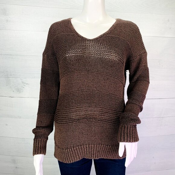 Tommy Bahama Womens Sweetzer V Neck Pullover Loose Knit Sweater Brown Size M - Picture 8 of 11